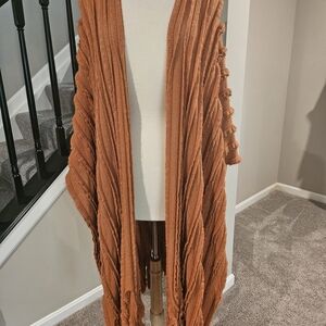 Shana K Women’s Rustic Orange Sweater-Knit Wrap, Throw, Cape (One Size)